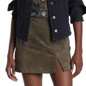 Blank NYC size 29 Mini SkirtTaupe 100% Suede Leather Y2K Exposed Back Zipper